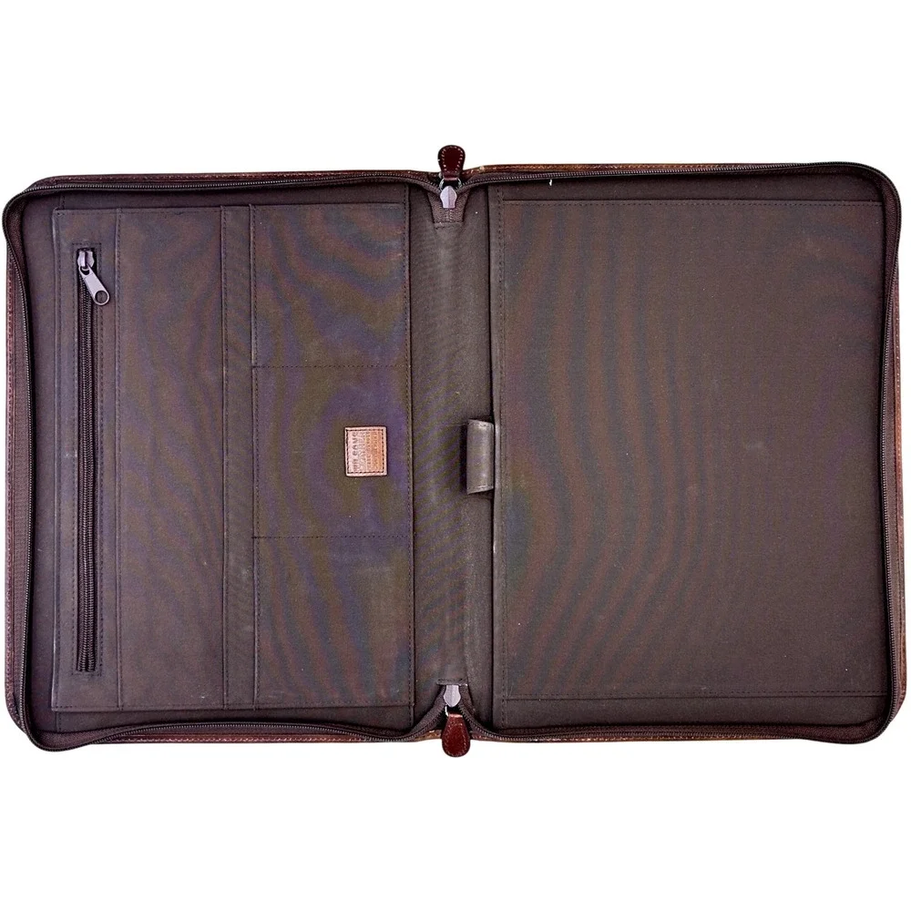 Vintage Wilsons Italian Leather Executive Padfolio Brown Zip Around  Portfolio